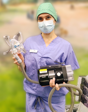 Powell River - Respiratory Technologist Samantha with CPAP Machine from TB Vets